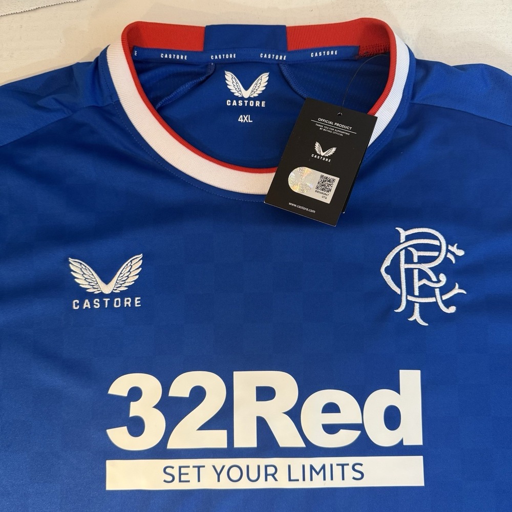 Castore Glasgow Rangers Official 4XL NEW FC Pro Authentic Home CR Jersey NWT